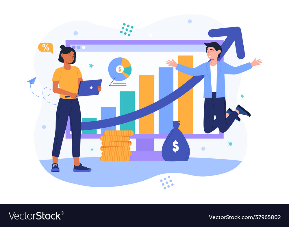 Office workers study infographics Royalty Free Vector Image