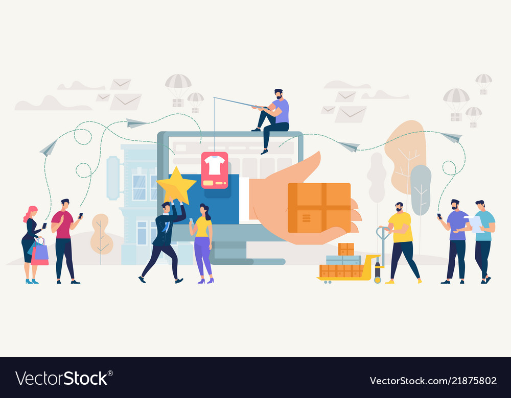 Online shopping and networking vector image Online shopping and networking