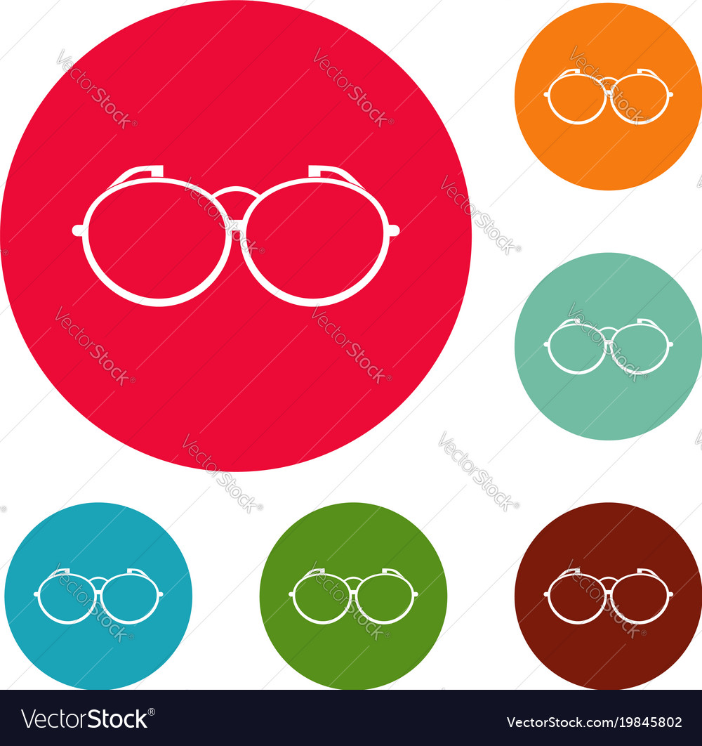 Optical eyeglasses icons circle set Royalty Free Vector