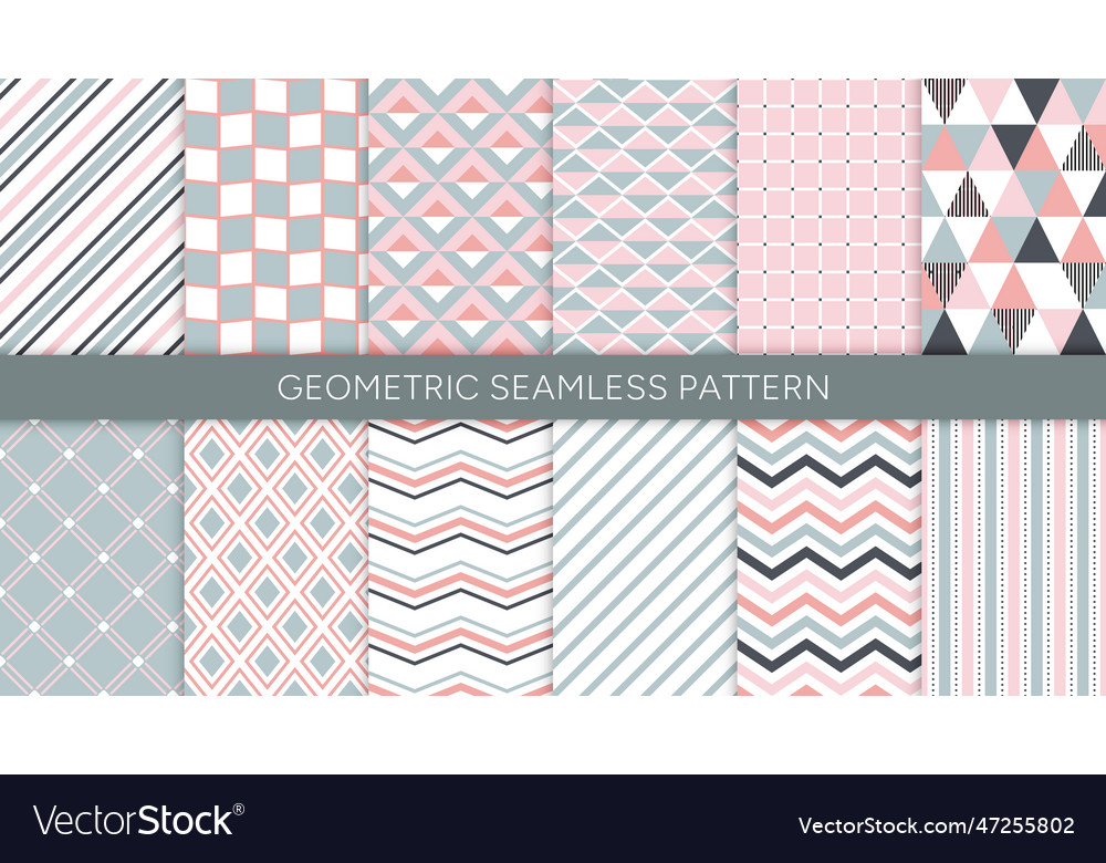Seamless geometric pattern set with square dot vector image Seamless geometric pattern set with square dot
