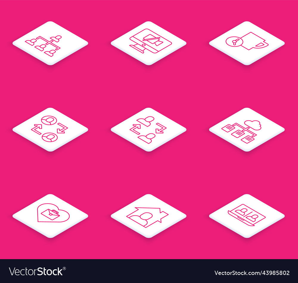 Set line hierarchy organogram chart video camera Vector Image Set line hierarchy organogram chart video camera