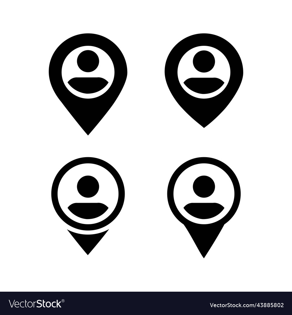 Set of map pointer with user icon person location vector image Set of map pointer with user icon person location
