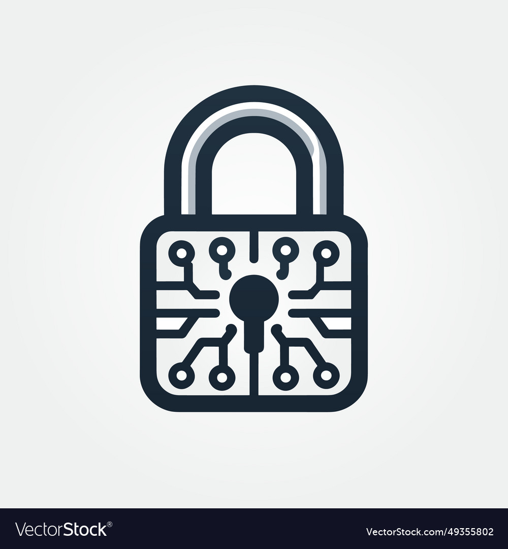 Software security system monochrome line logo vector image Software security system monochrome line logo