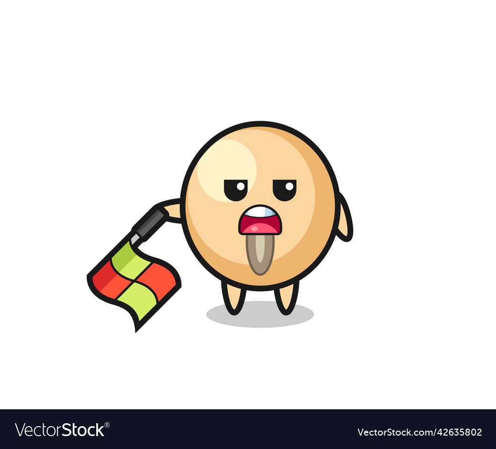 Soy bean character as line judge hold the flag