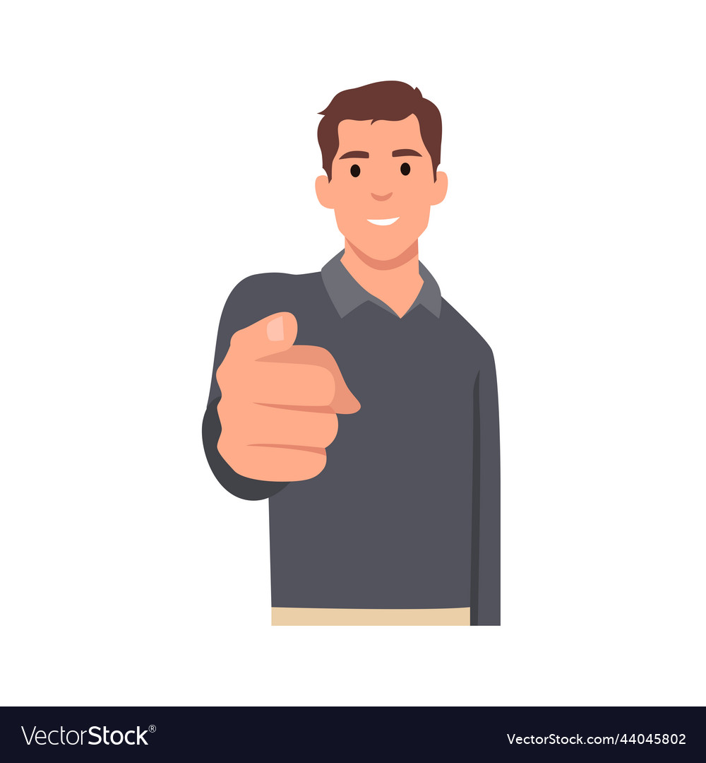 Young successful businessman pointing finger