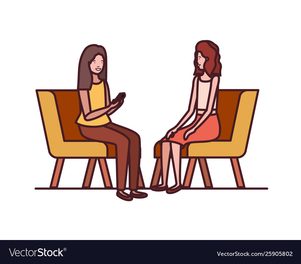 Young women sitting in chair with white background