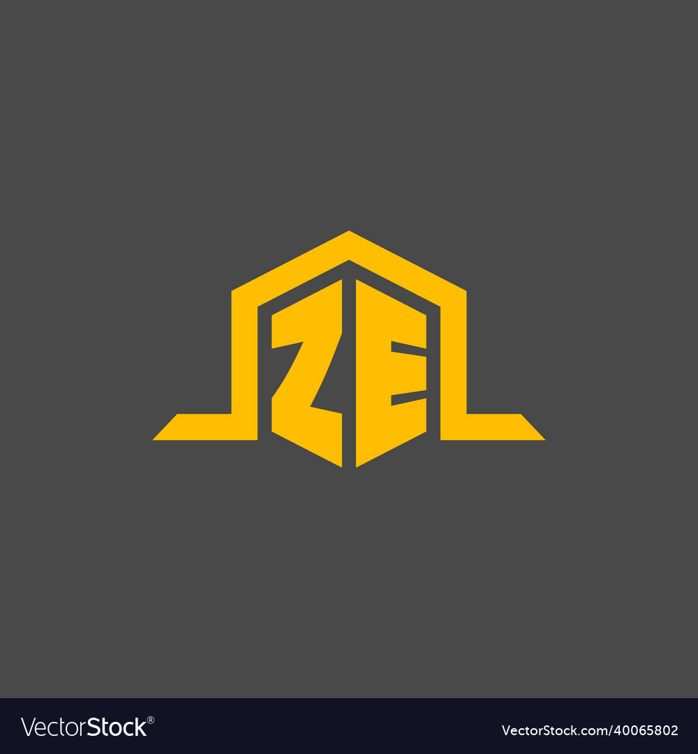 Ze monogram initial logo with hexagon style design Vector Image Ze monogram initial logo with hexagon style design