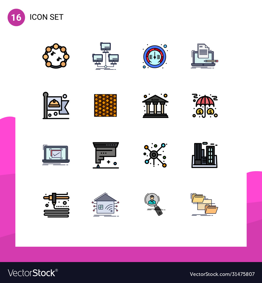 16 universal flat color filled lines set for web