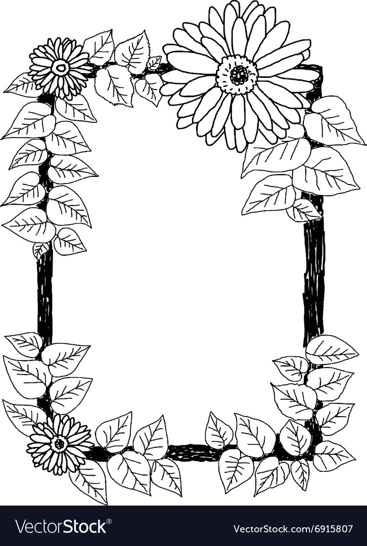 Daisies and leaves frame