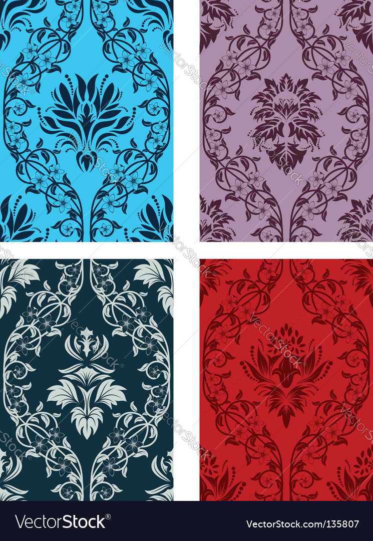 Damask patterns set Royalty Free Vector Image VectorStock