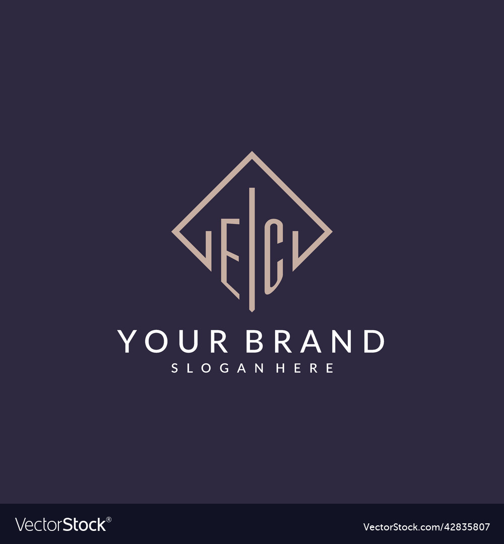 Ec initial monogram logo with rectangle style Vector Image Ec initial monogram logo with rectangle style
