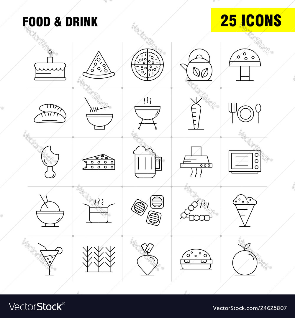 Food and drink line icons set for infographics vector image Food and drink line icons set for infographics