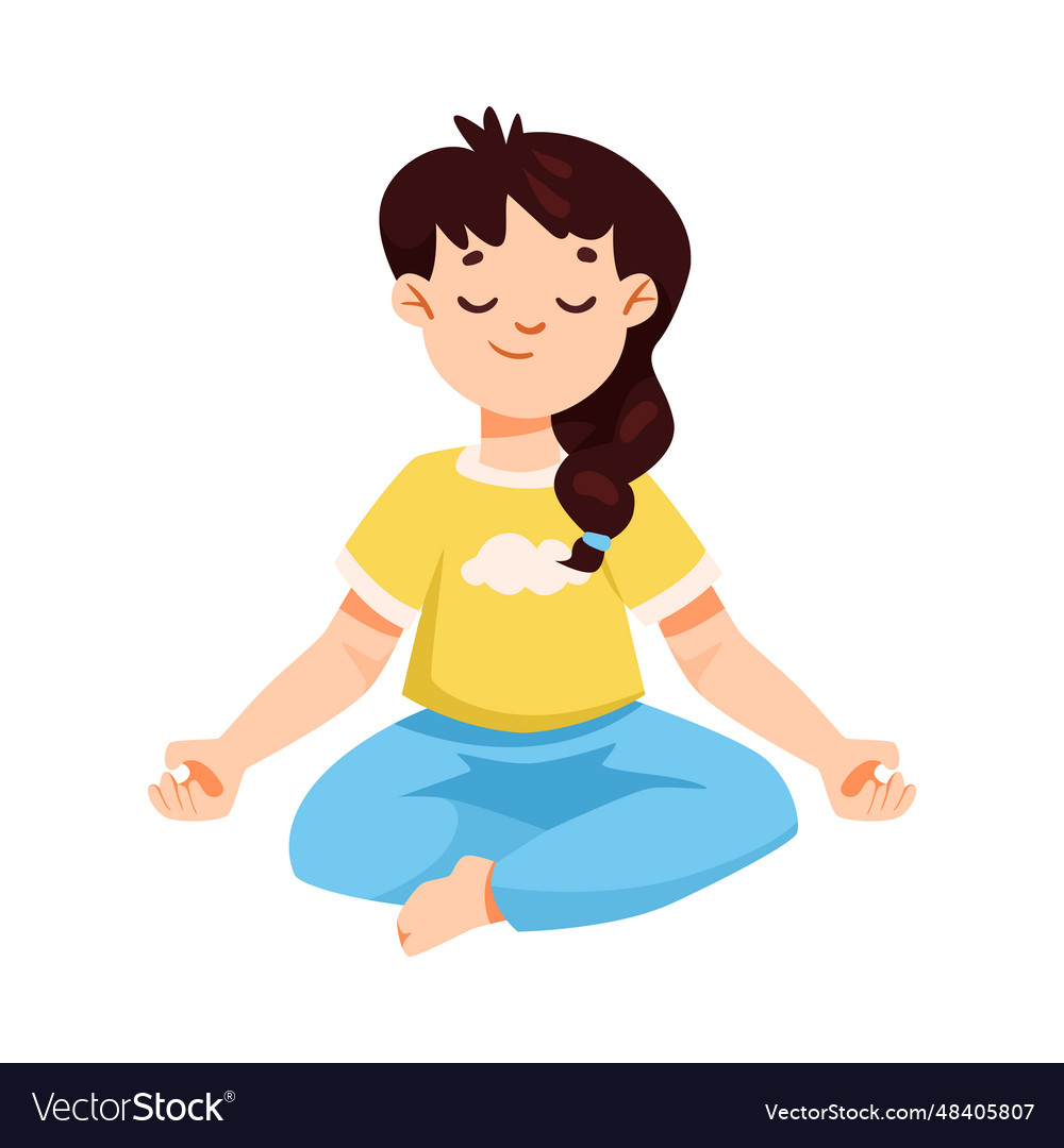 Happy little girl doing sport activity sitting Vector Image