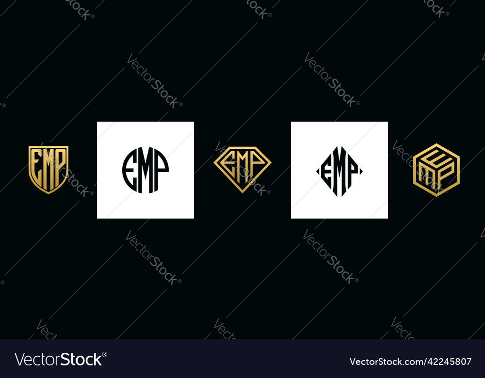 Initial letters emp logo designs bundle Royalty Free Vector