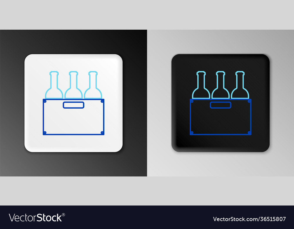 Line bottles wine in a wooden box icon isolated