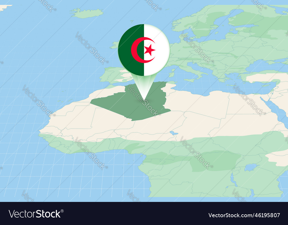 Map of algeria with the flag cartographic Vector Image