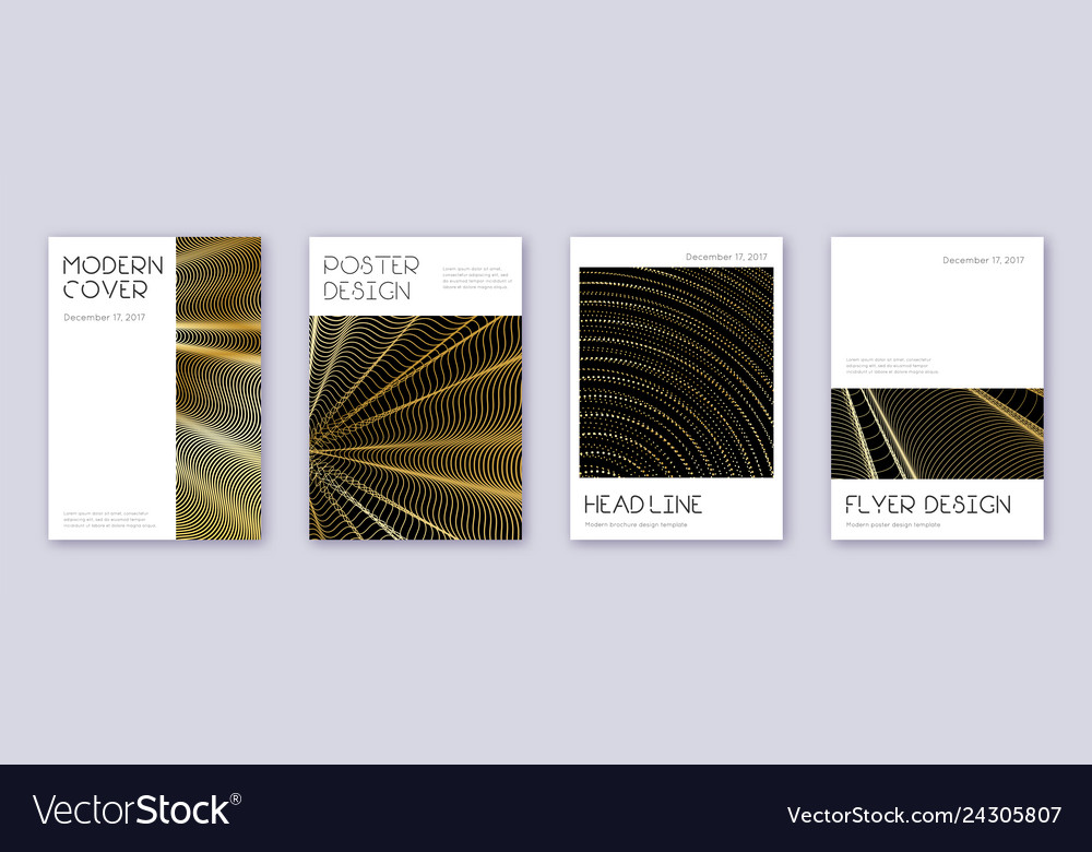 Minimal brochure design template set gold abstract