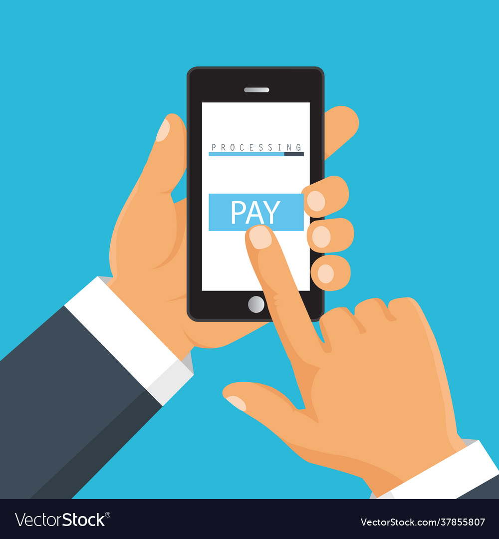 Mobile payment concept hand holding a phone Vector Image