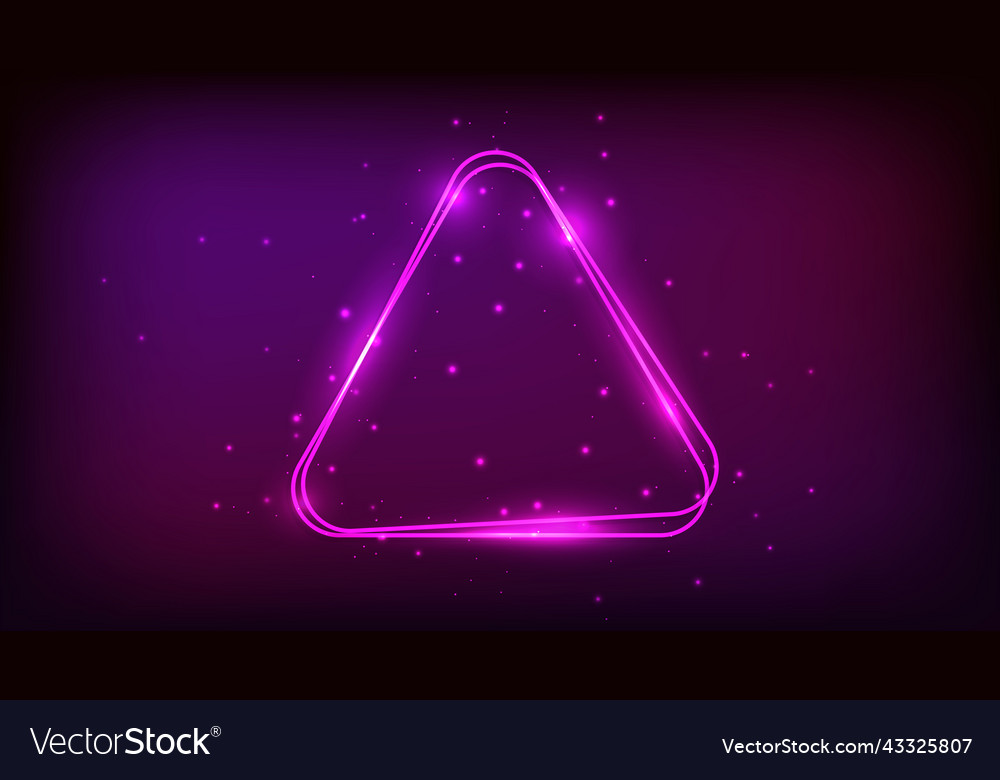 Neon rounded triangle frame with shining effects Vector Image Neon rounded triangle frame with shining effects