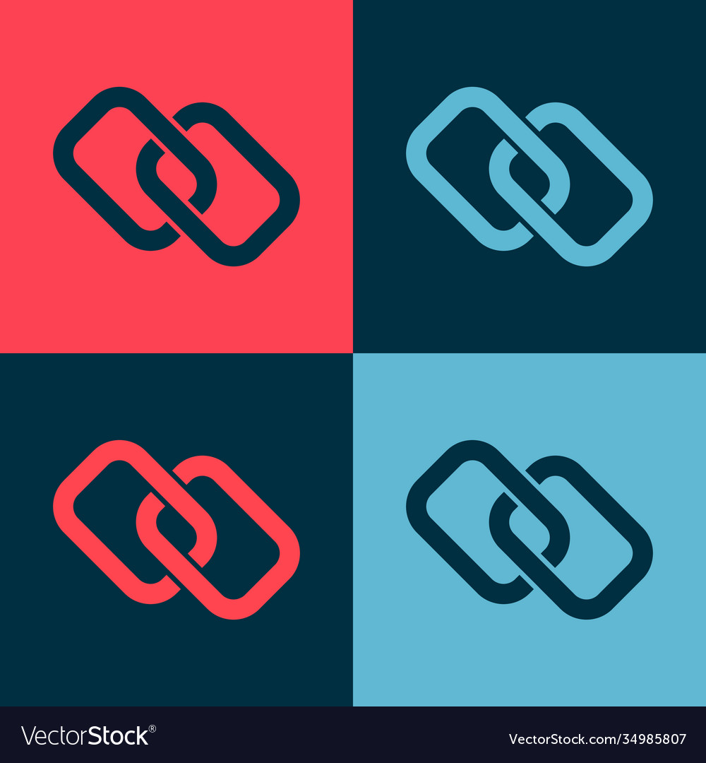 Pop art chain link icon isolated on color Vector Image Pop art chain link icon isolated on color