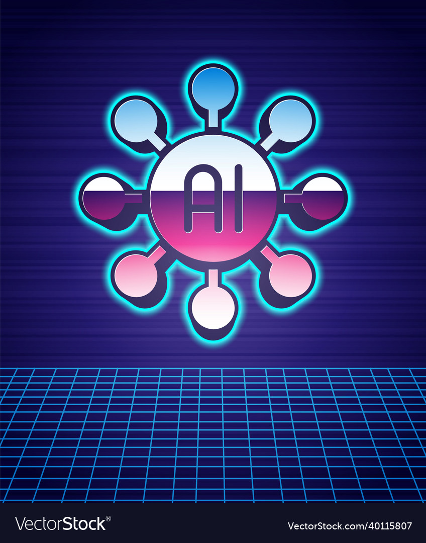 Retro style neural network icon isolated vector image Retro style neural network icon isolated