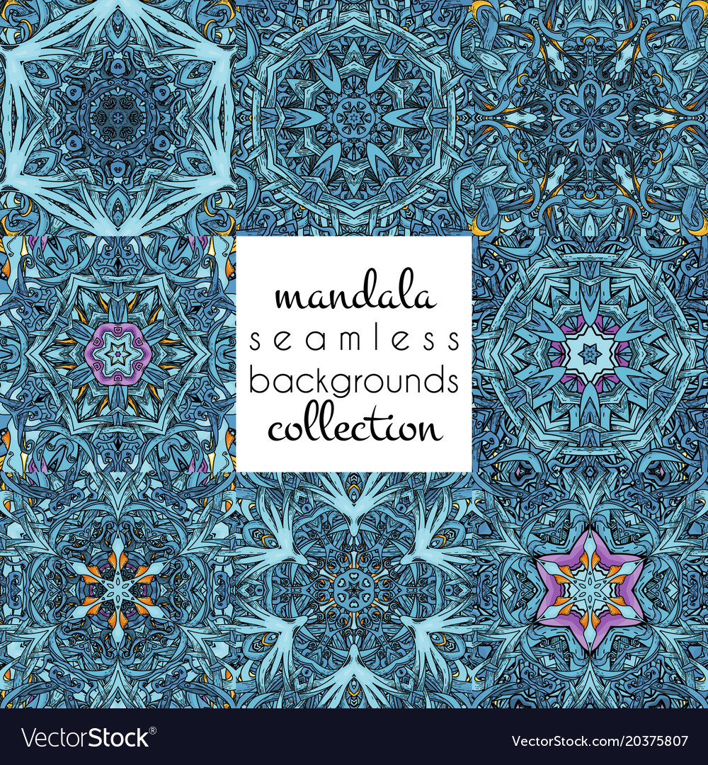 Set of seamless patterns in mandala style