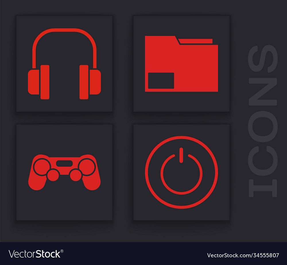 Set power button headphones document folder Vector Image Set power button headphones document folder