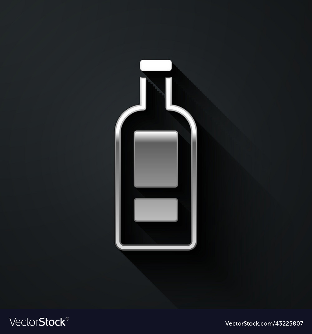 Silver glass bottle of vodka icon isolated vector image Silver glass bottle of vodka icon isolated