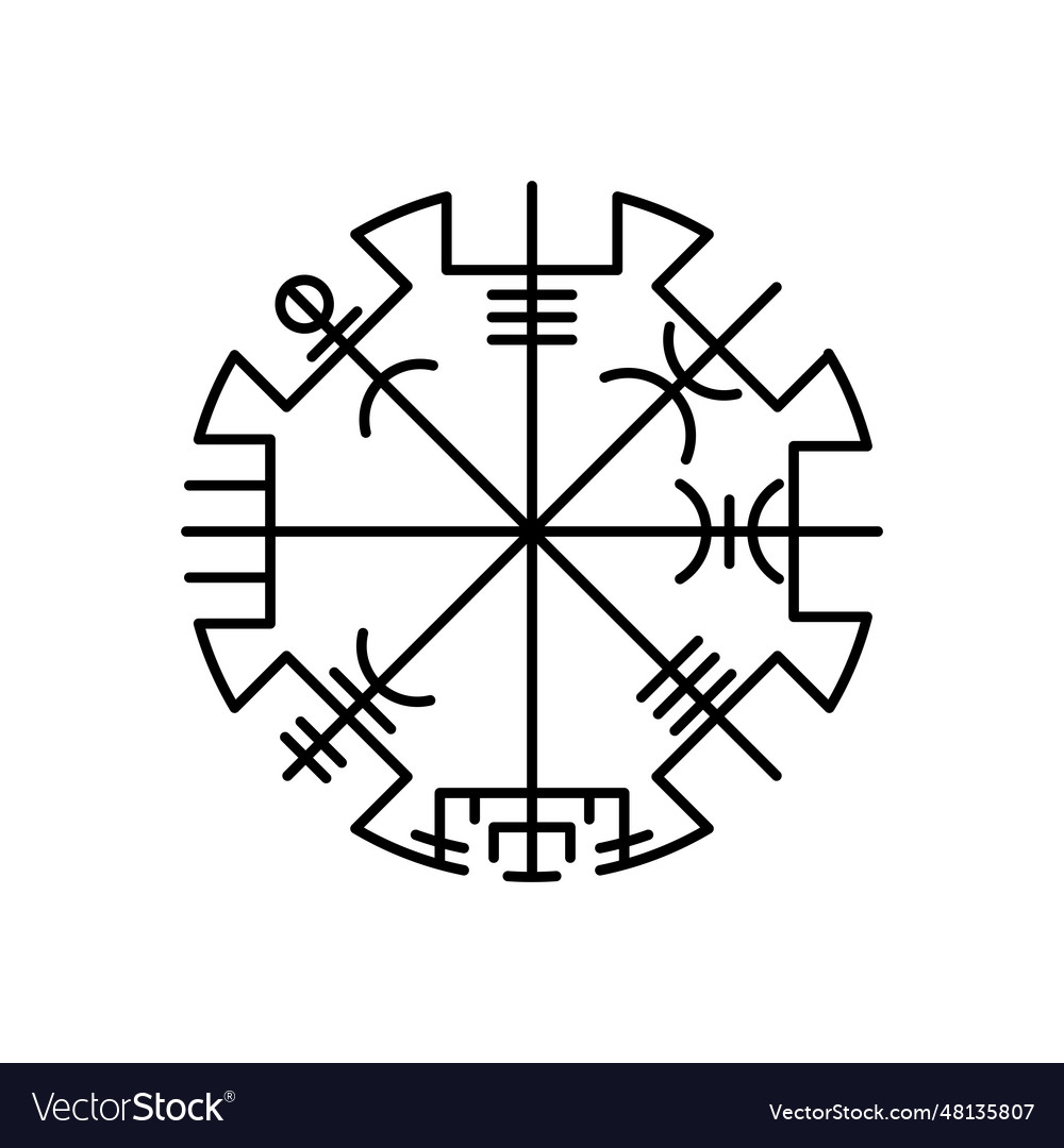 Vegvisir true outline circle Royalty Free Vector Image