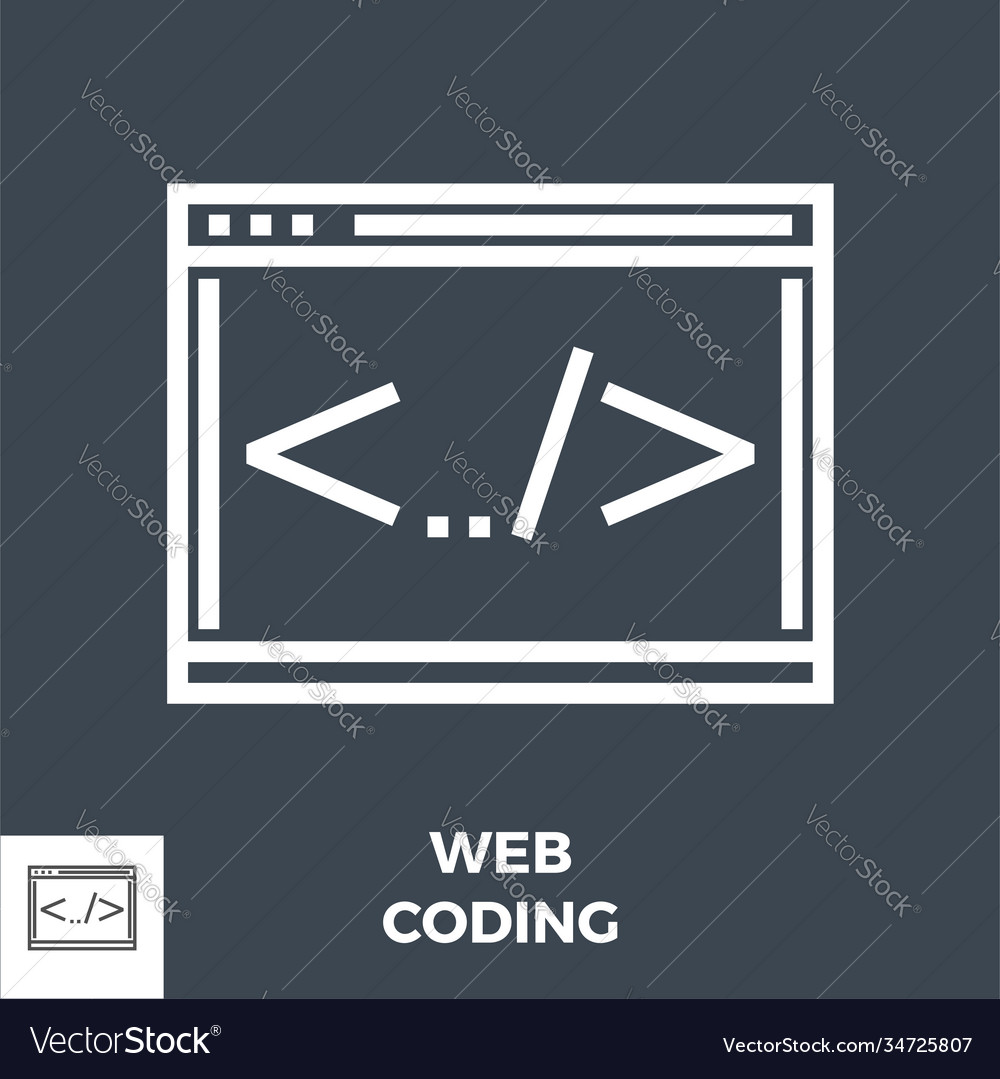Web coding line icon vector image Web coding line icon