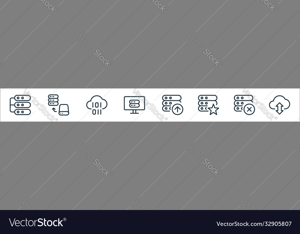 Work office server line icons linear set quality