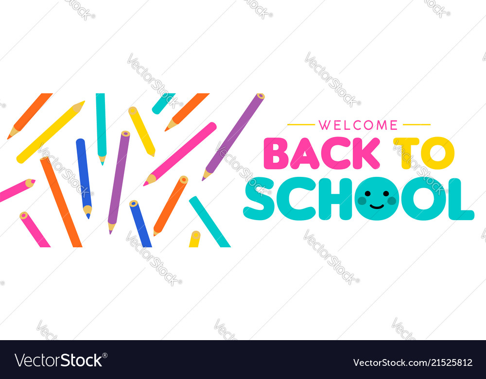 Back to school children color pencil web banner Vector Image