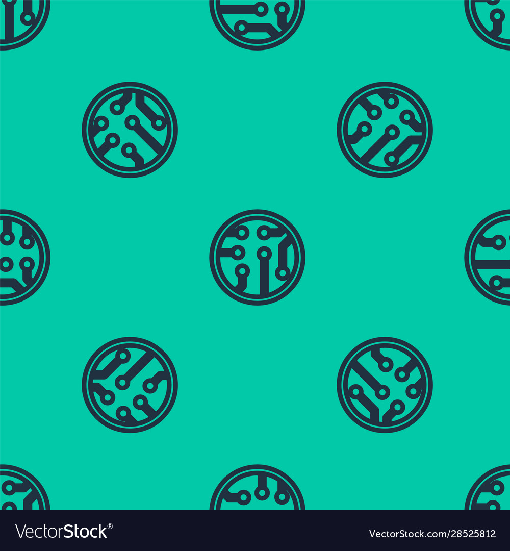 Blue line processor icon isolated seamless pattern vector image Blue line processor icon isolated seamless pattern