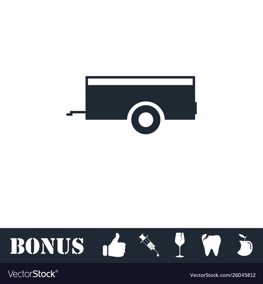 Car trailer icon flat Royalty Free Vector Image