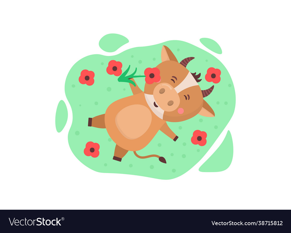 Cartoon animal cow character for new calendar vector image Cartoon animal cow character for new calendar