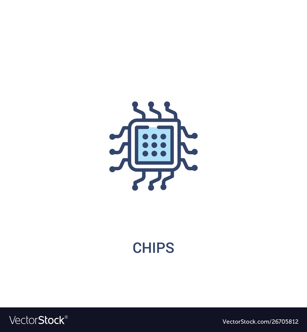 Chips concept 2 colored icon simple line element vector image Chips concept 2 colored icon simple line element