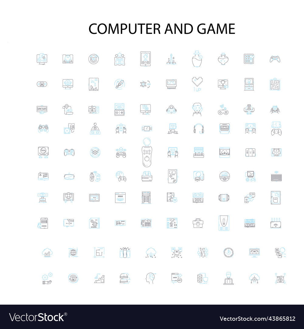 Computer and game icons signs outline symbols vector image Computer and game icons signs outline symbols