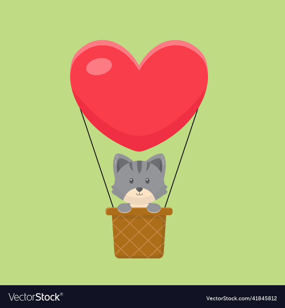 Cute cat hot air balloon cartoon