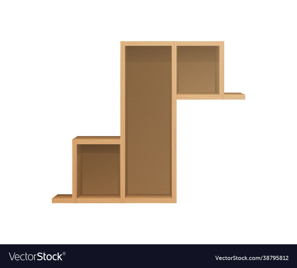 Elongated and short wooden shelves template brown Vector Image