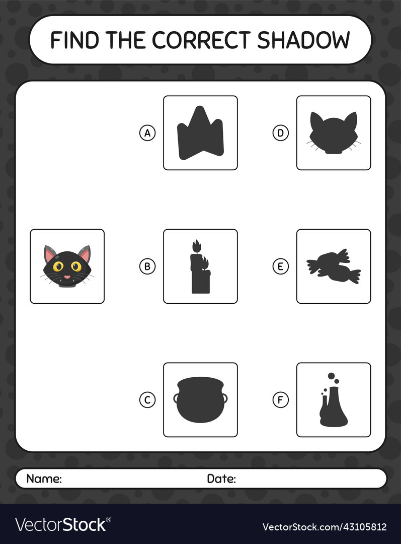 Find the correct shadows game with black cat Vector Image Find the correct shadows game with black cat