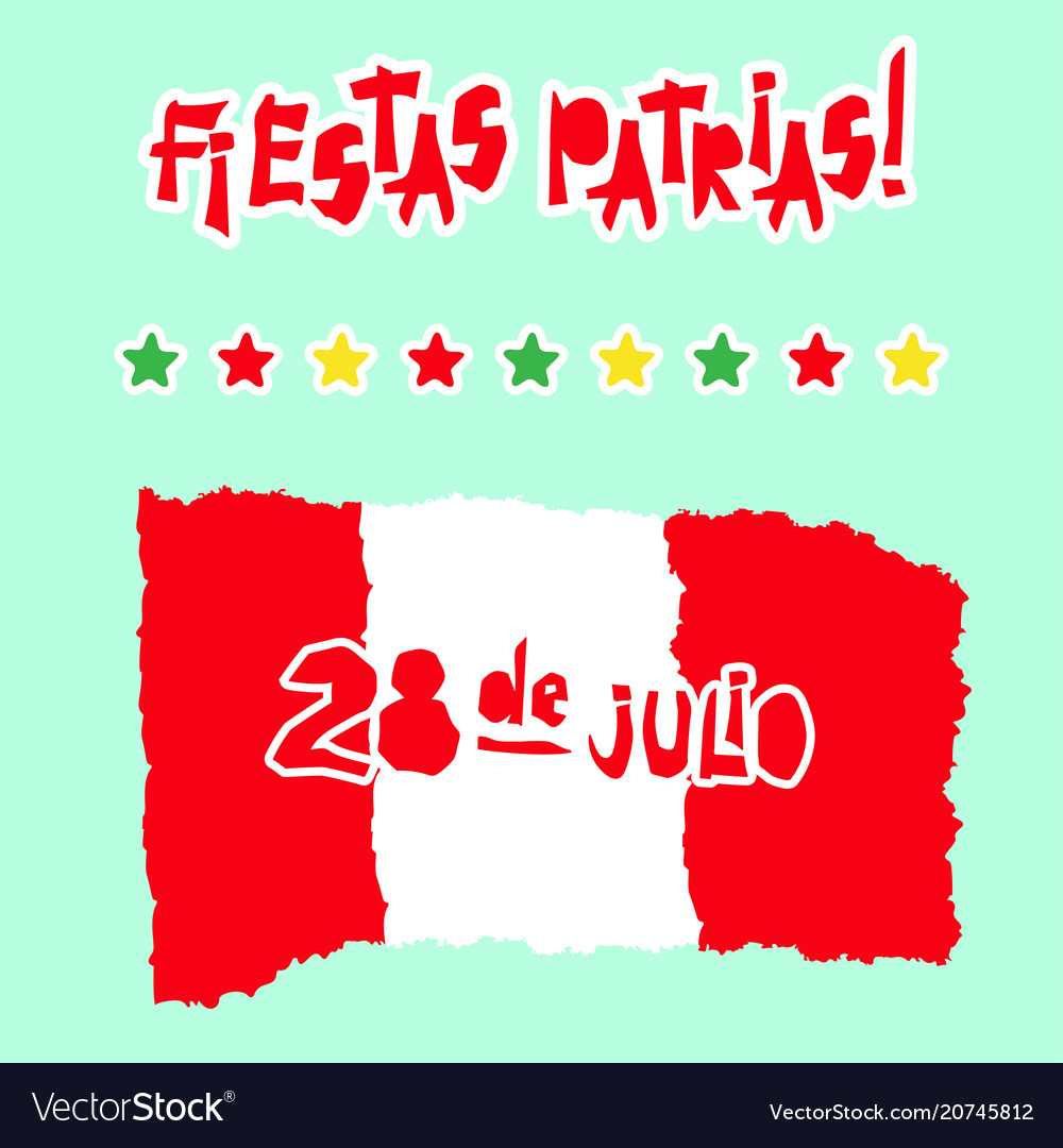 Flat fiestas patrias design card with text