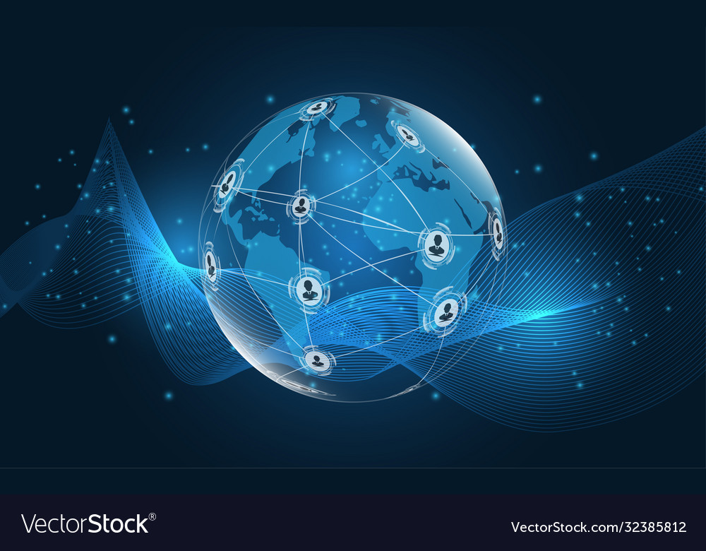 Global network connection world map abstract vector image Global network connection world map abstract