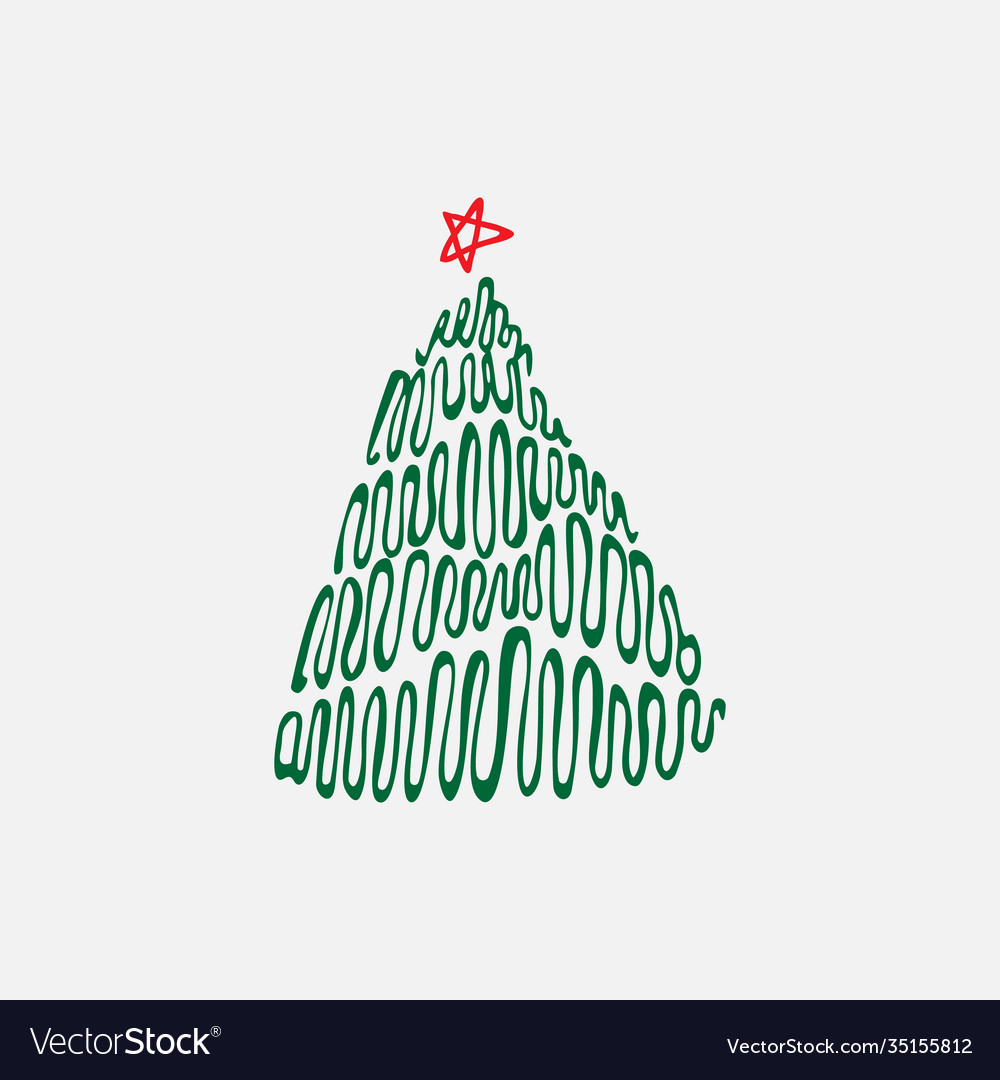 Hand drawn christmas tree design element isolated Vector Image