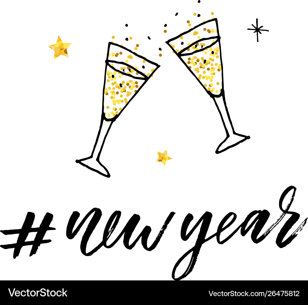 Happy new year phrase lettering calligraphy Vector Image