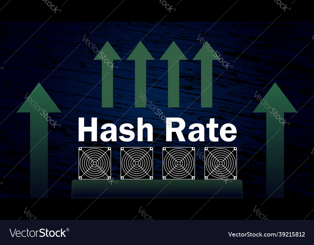 Hash rate of blockchain network increase Vector Image Hash rate of blockchain network increase