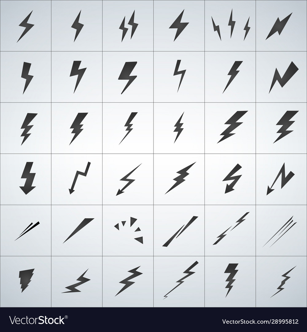 Lightning set isolated on white background simple