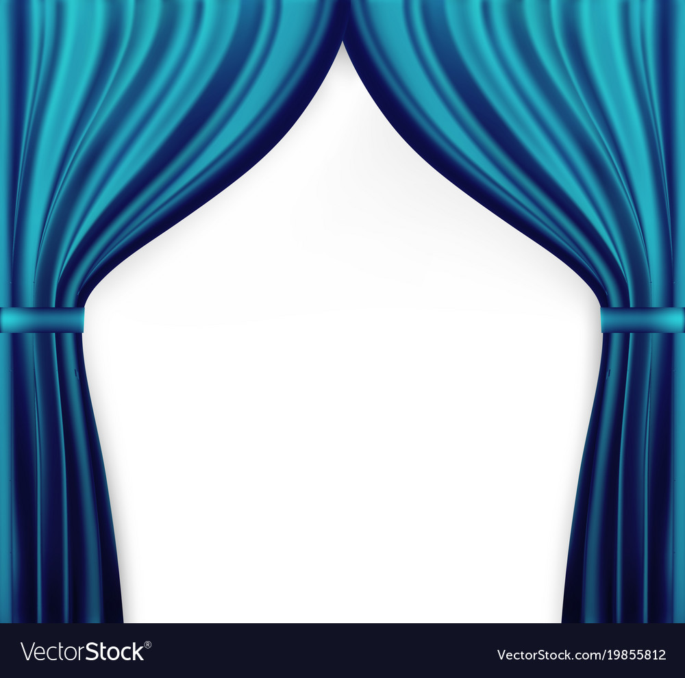 Naturalistic image of curtain open curtains blue