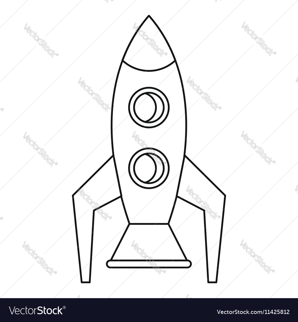 Retro rocket icon outline style