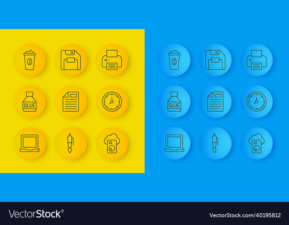 Set line laptop glue file document cloud Vector Image Set line laptop glue file document cloud