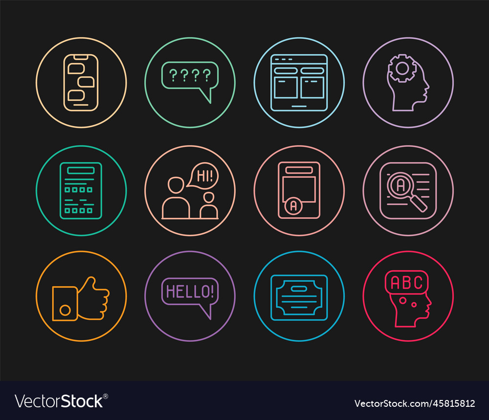 Set line learning foreign languages translator vector image Set line learning foreign languages translator